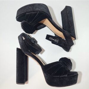 Elegant Black Velvet Platform Heels